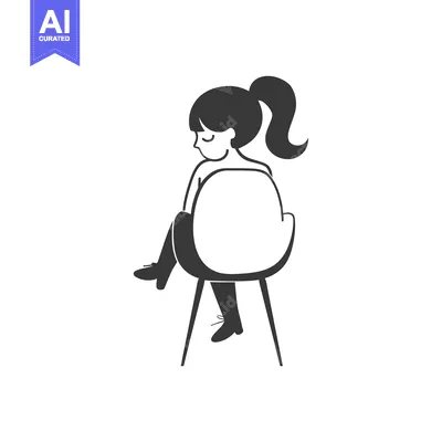 Aset premium populer: A Girl Sitting in a Chair, Viewed from Behind