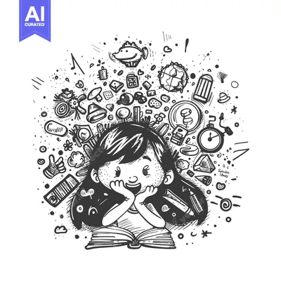 Premium design asset: A Girl Surprised by the Magic of an Open Book