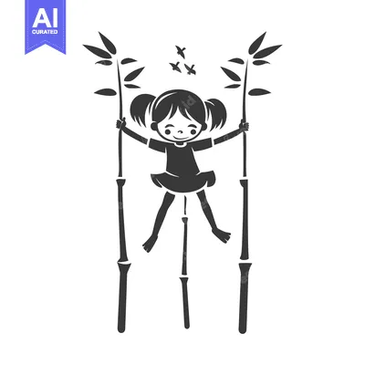Popular premium asset: A girl swinging between two bamboo stalks