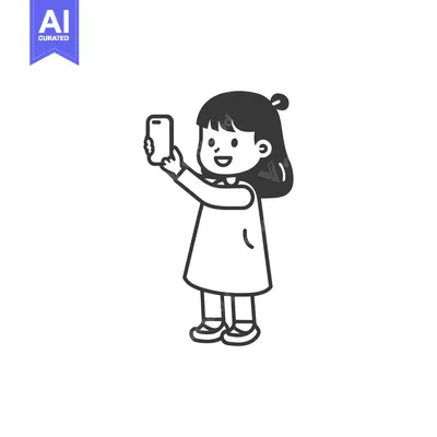 Aset premium populer: A Girl Taking a Selfie with Her Smartphone