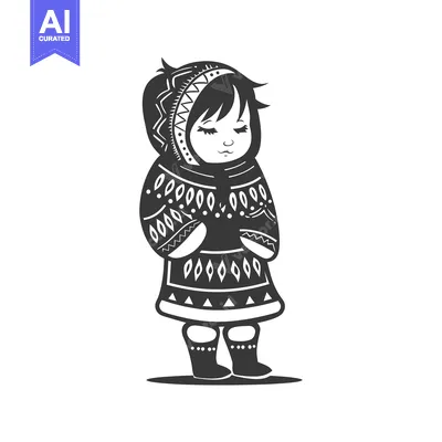 Aset desain premium: A girl wearing a hooded patterned sweater and boots