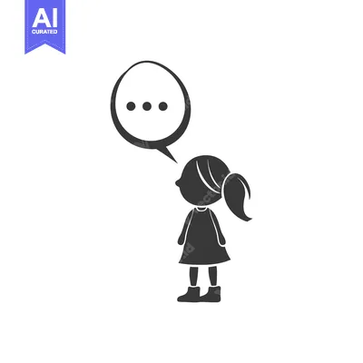 Aset desain premium: A Girl With a Thought Bubble Above Her Head
