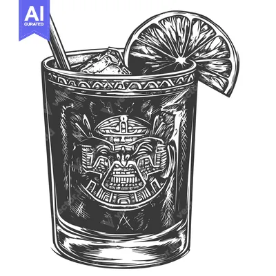 Premium design asset: A Glass of Cold Drink with a Slice of Lemon and a Straw