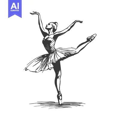Aset desain premium: A graceful ballerina in mid-pose, performing a graceful ballet move.