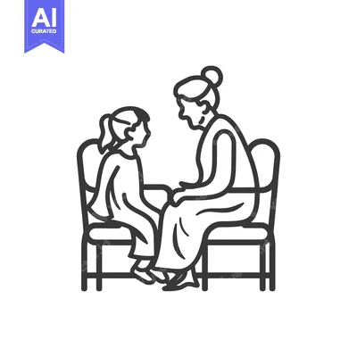 Popular premium asset: A Grandmother and Granddaughter Sitting on a Bench Together