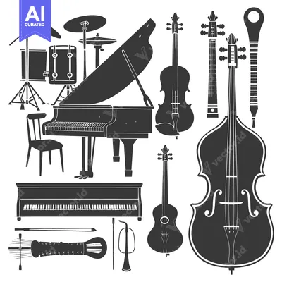 Aset premium populer: A Grand Piano and an Array of String Instruments