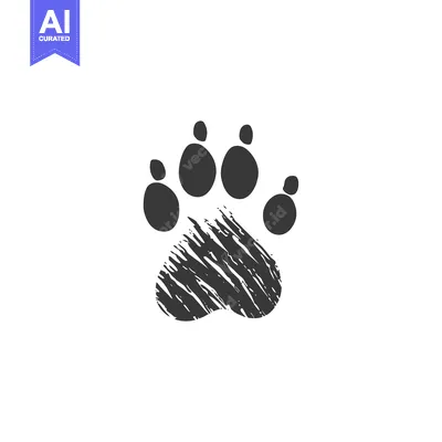 A Gray Paw Print with a Scratched Texture