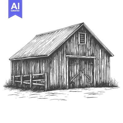 Popular premium asset: Rustic Wooden Barn with Fence and Small Window