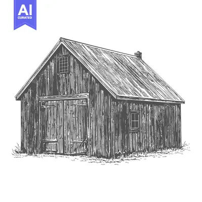 Premium design asset: Rustic Wooden Barn Building With a Chimney