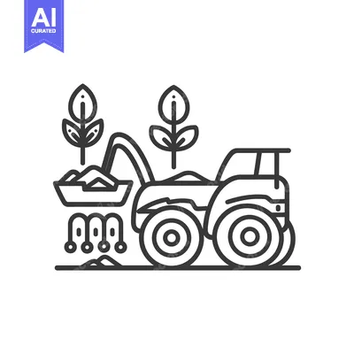 A tractor planting crops on a field with greenery and soil