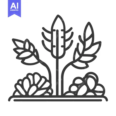 Premium design asset: Decorative stylized graphic image of various plants and flowers