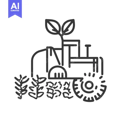 A graphic illustration depicting a tractor among growing agricultural