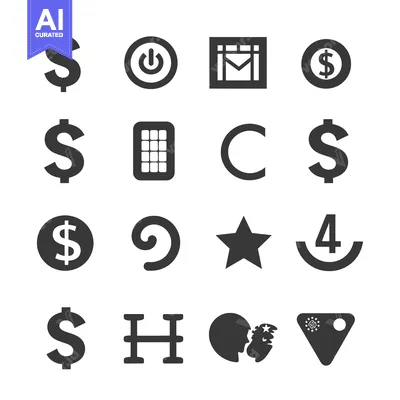 Aset desain premium: A Grid of Sixteen Simple Black and White Icons