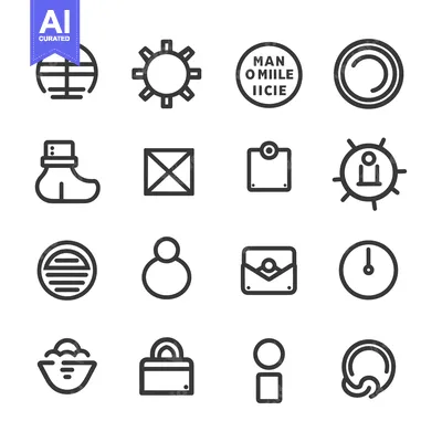 A Grid of Sixteen Simple Black and White Line Icons