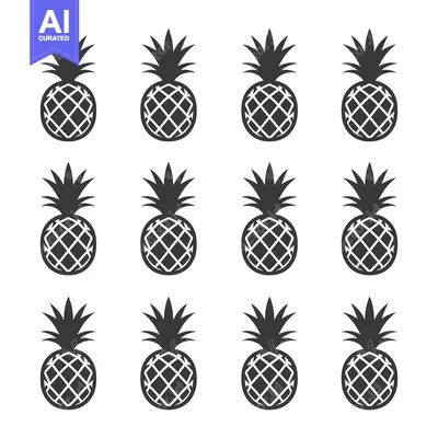 Popular premium asset: A Grid of Twelve Black and White Pineapple Icons