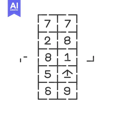 Premium design asset: A grid with numbers and an upward arrow in the center