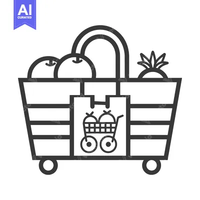 A grocery cart with two oranges, a pineapple, and a shopping cart insi