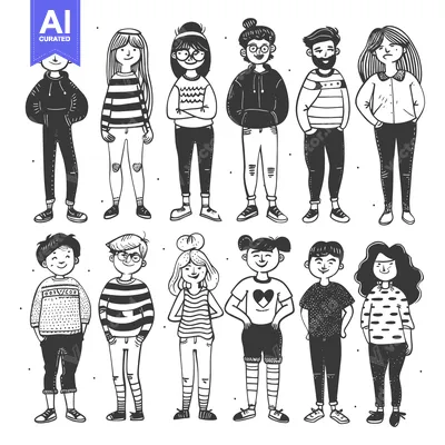 Popular premium asset: A group of 12 cartoon characters, including boys, girls, and men, stan