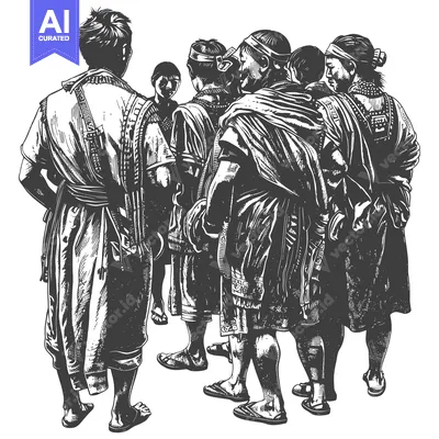Aset premium populer: A Group of Indigenous People in Traditional Clothing