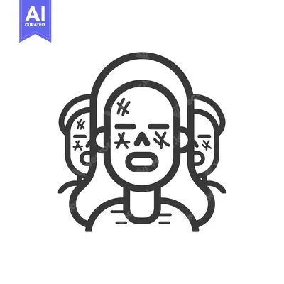 Aset desain premium: A Group of Three Cartoon People With Stitches and X's for Eyes