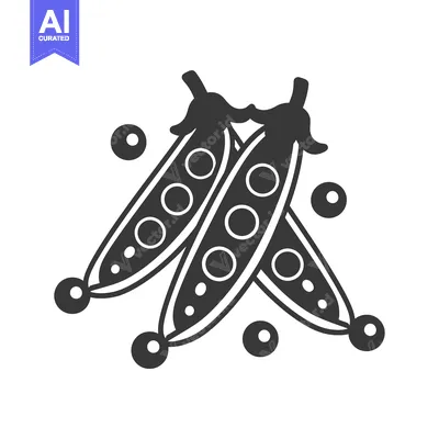 Premium design asset: A Group of Three Green Pea Pods with Peas Inside