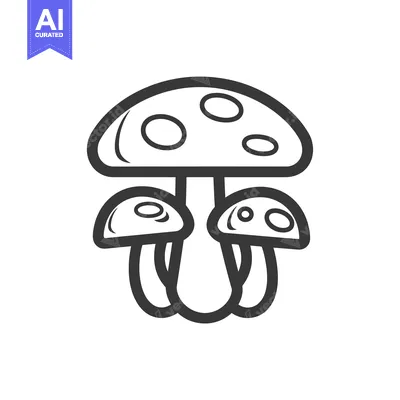 Aset desain premium: A Group of Three Line-Drawn Mushrooms