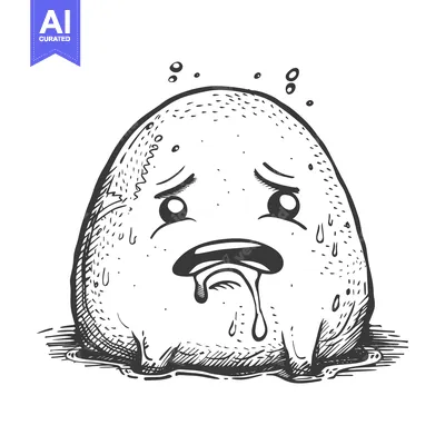 Popular premium asset: A Hand-Drawn Cartoon of a Melting, Sad, Drooling Monster