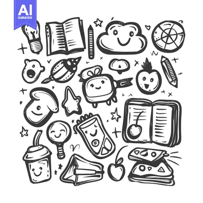 A Hand-Drawn Collection of Cute Cartoon Objects