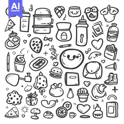 Premium design asset: A Hand-Drawn Collection of Diverse Icons and Objects
