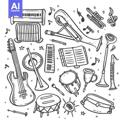 Popular premium asset: A Hand-Drawn Collection of Musical Instruments