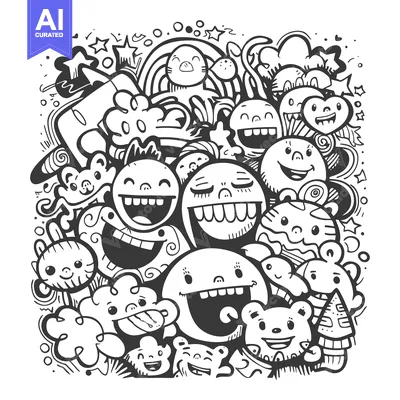 Popular premium asset: A Hand-Drawn Doodle of Cute Cartoon Creatures and Objects