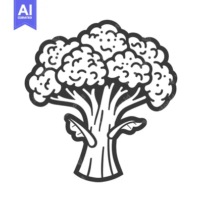 Premium design asset: A Hand-Drawn Illustration of a Broccoli Floret