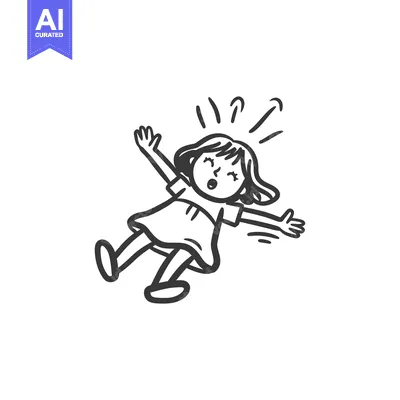 Popular premium asset: A Hand-Drawn Illustration of a Girl Falling Down