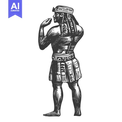 Aset desain premium: A Hand-Drawn Illustration of an Ancient Egyptian Man in Traditional At