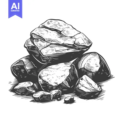 Premium design asset: A Hand-Drawn Illustration of a Pile of Rocks