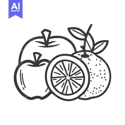 Aset premium populer: A Hand-Drawn Illustration of Apples and an Orange