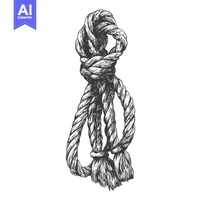 Aset premium populer: A Hand-Drawn Illustration of a Rope Knot