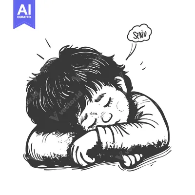 Aset premium populer: A Hand-Drawn Illustration of a Sleeping Person with a Thought Bubble S