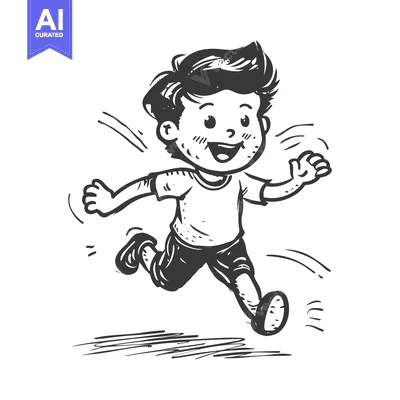 Popular premium asset: A Hand-Drawn Illustration of a Smiling Boy Running