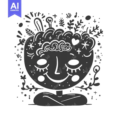 Popular premium asset: A Hand-Drawn Illustration of a Smiling Face with Floral Elements