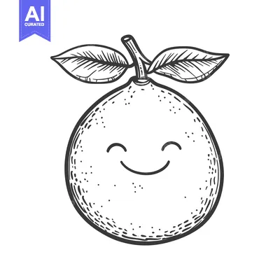Aset premium populer: A Hand-Drawn Illustration of a Smiling Lemon with Leaves