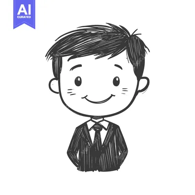 Popular premium asset: A hand-drawn illustration of a smiling man in a suit and tie