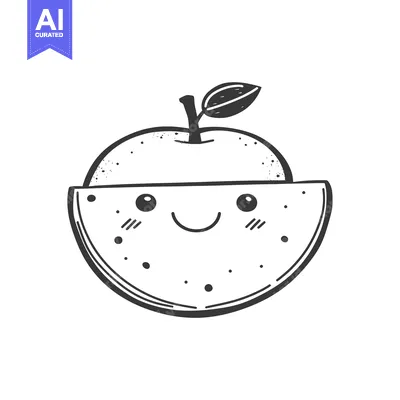 Premium design asset: A Hand-Drawn Illustration of a Smiling Watermelon with an Apple on Top