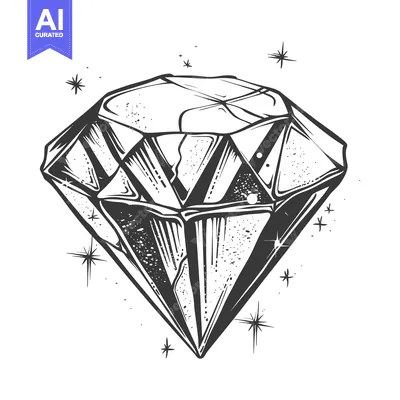 Aset premium populer: A Hand-Drawn Illustration of a Sparkling Diamond with Facets