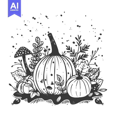 Popular premium asset: A Hand-Drawn Illustration of Pumpkins, Mushrooms, and Foliage