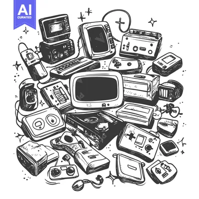 A Hand-Drawn Illustration of Retro Gaming Consoles and Peripherals