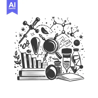 Aset desain premium: A Hand-Drawn Illustration of Scientific and Educational Elements