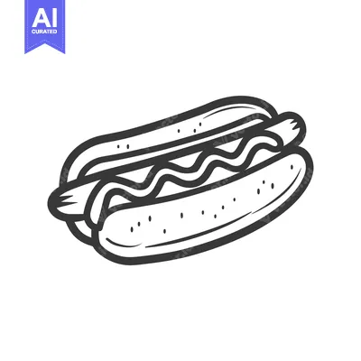 Aset premium populer: A Hand-Drawn Outline of a Hot Dog with Mustard