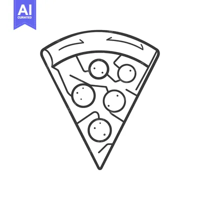 Aset premium populer: A Hand-Drawn Outline of a Slice of Pizza with Pepperoni Toppings