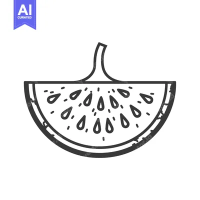 Aset desain premium: A Hand-Drawn Outline of a Watermelon Slice